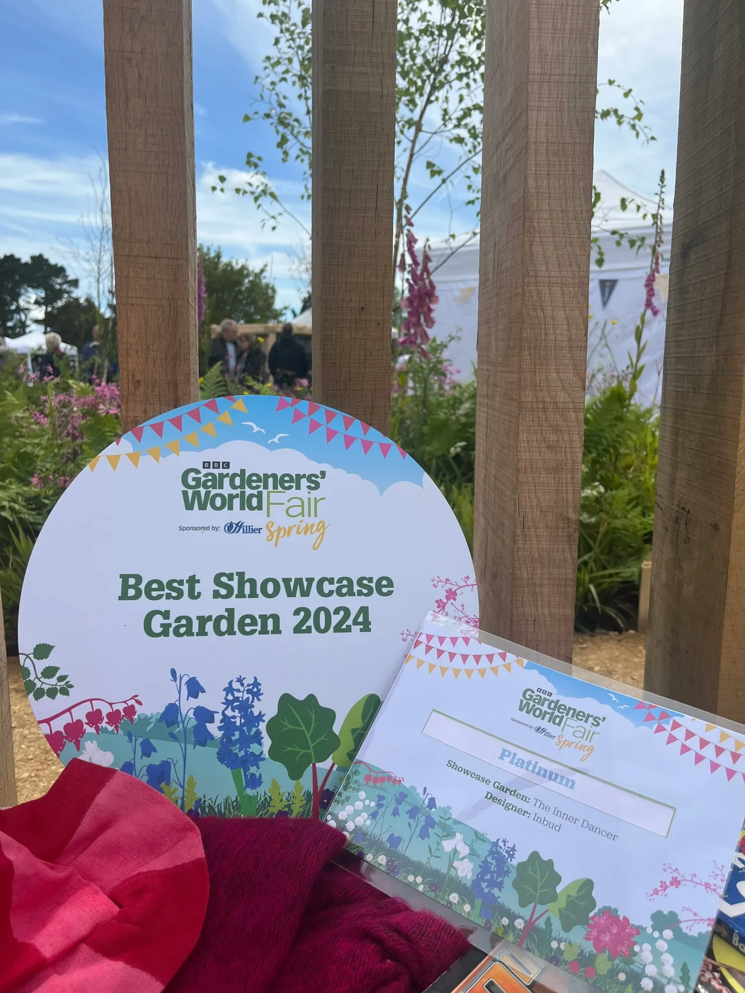 Close-up of the Best Showcase Garden 2024 award and certificate